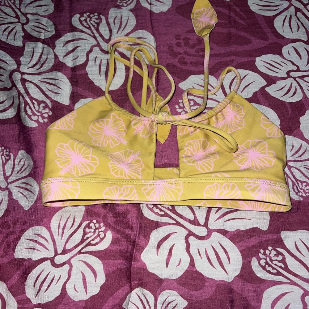 Benoa Yellow and Pink Floral Bikini Top